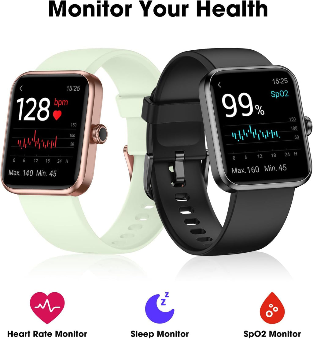 Smart Watch, Fitness Tracker with Touchscreen, Heart Rate Monitor, Blood Oxygen, Sleep Tracking Fitness Watch 5ATM Waterproof Smartwatch for Women Men Pedometer Step Calories for Android iOS