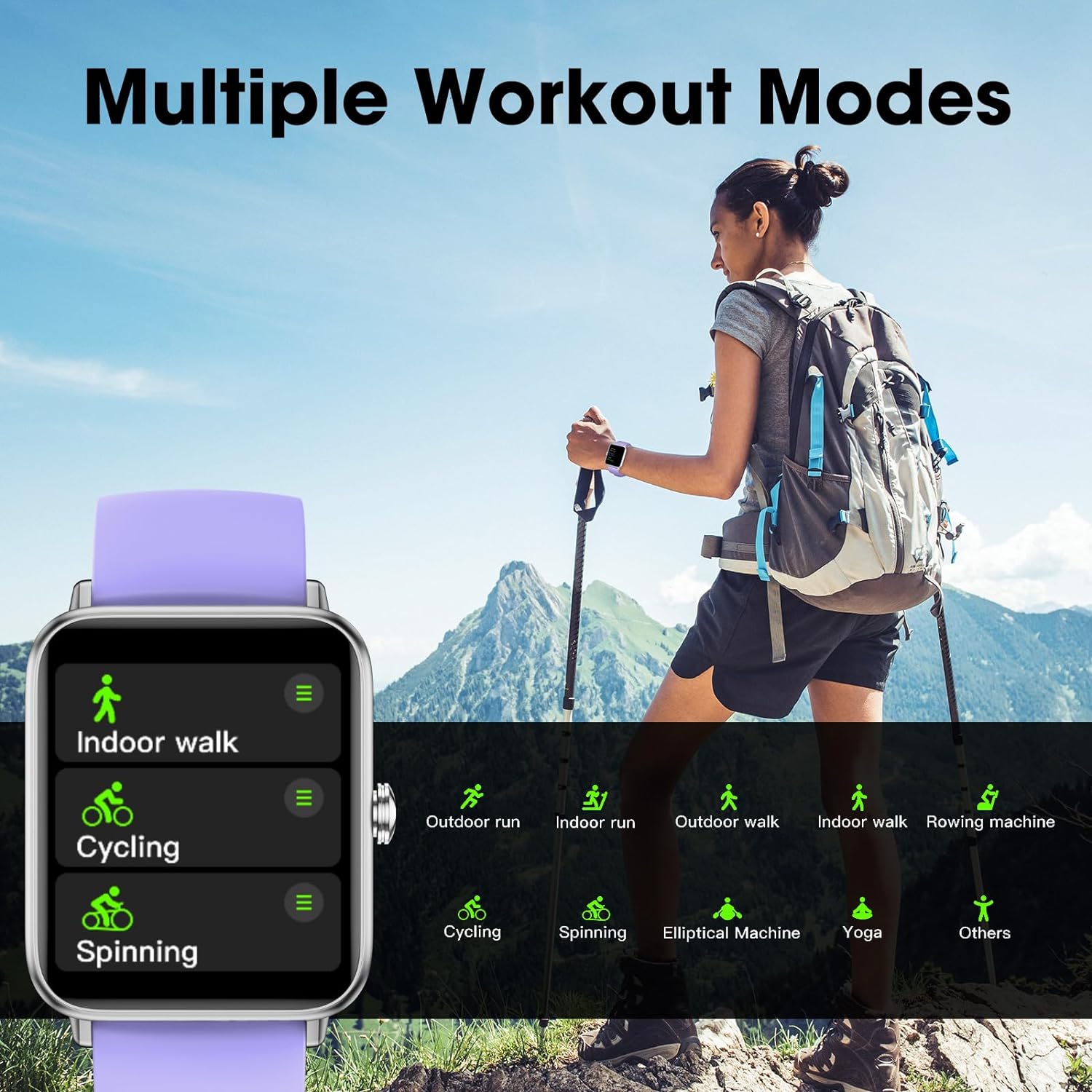 Smart Watch, Fitness Tracker with Touchscreen, Heart Rate Monitor, Blood Oxygen, Sleep Tracking Fitness Watch 5ATM Waterproof Smartwatch for Women Men Pedometer Step Calories for Android iOS