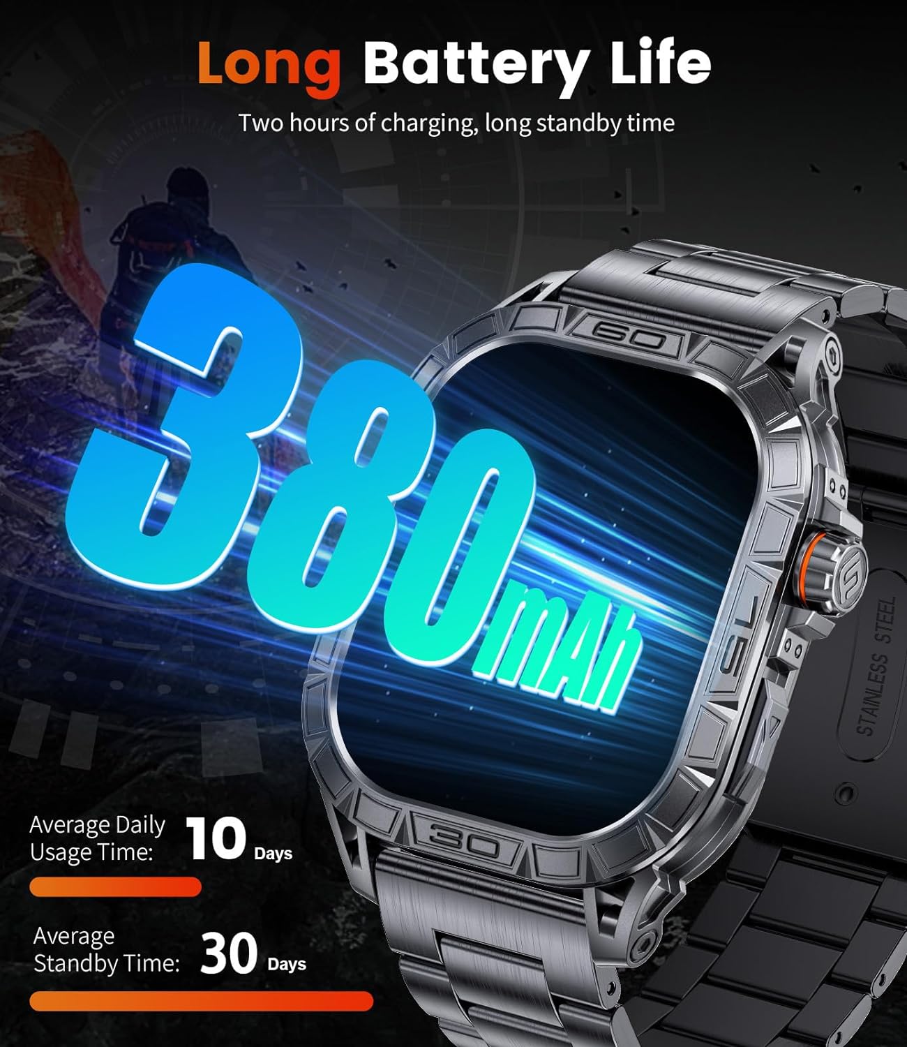 LIGE Military Smart Watch for Men(Call Receive/Dial) with 3 Straps,1.96"HD Big AMOLED Rugged Smartwatch for iPhone/Android Phone,Upgraded Fitness Tracker 5ATM Waterproof/Heart Rate/Sleep Monitor,Black