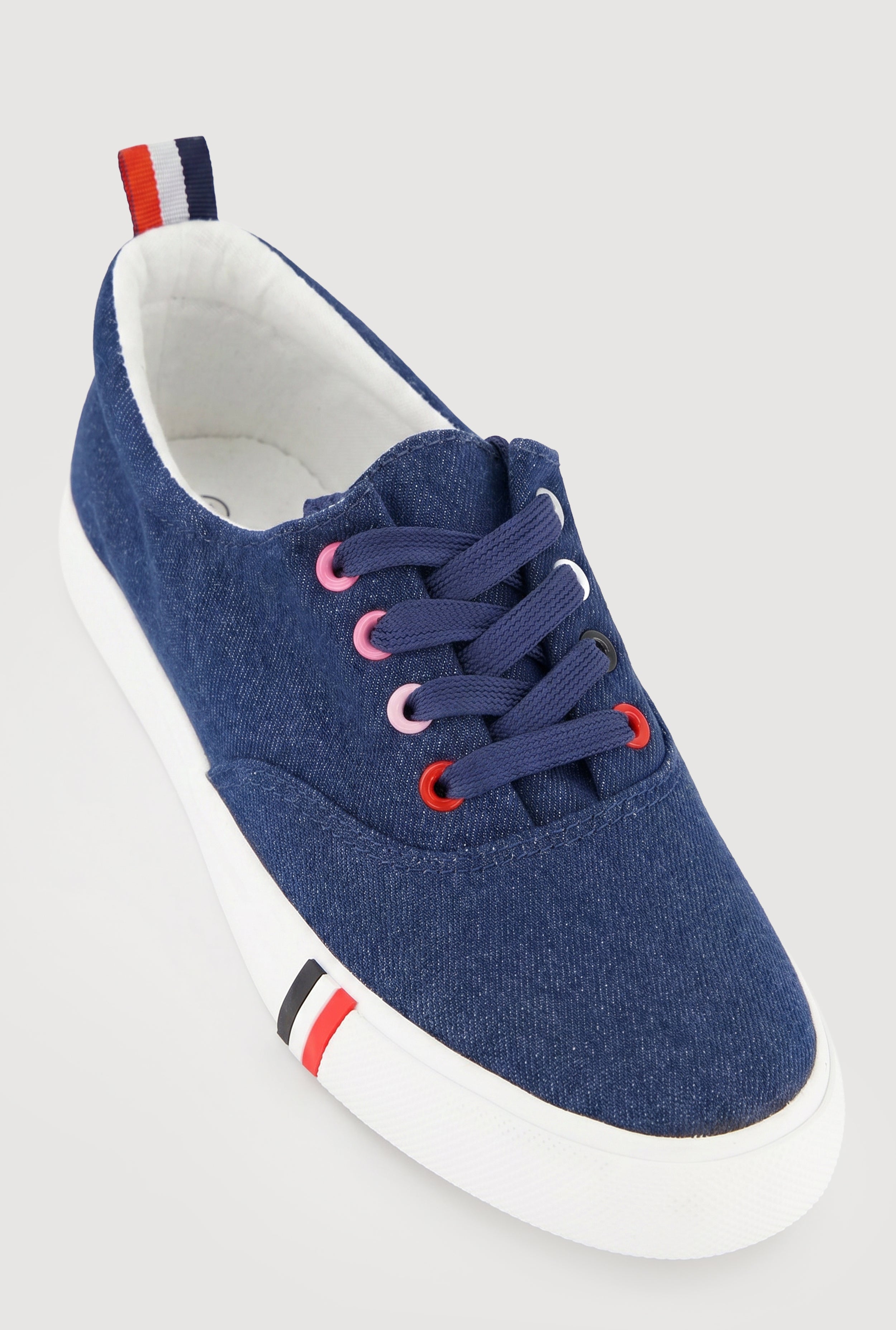 Stripe Detail Canvas Low Top Sneakers