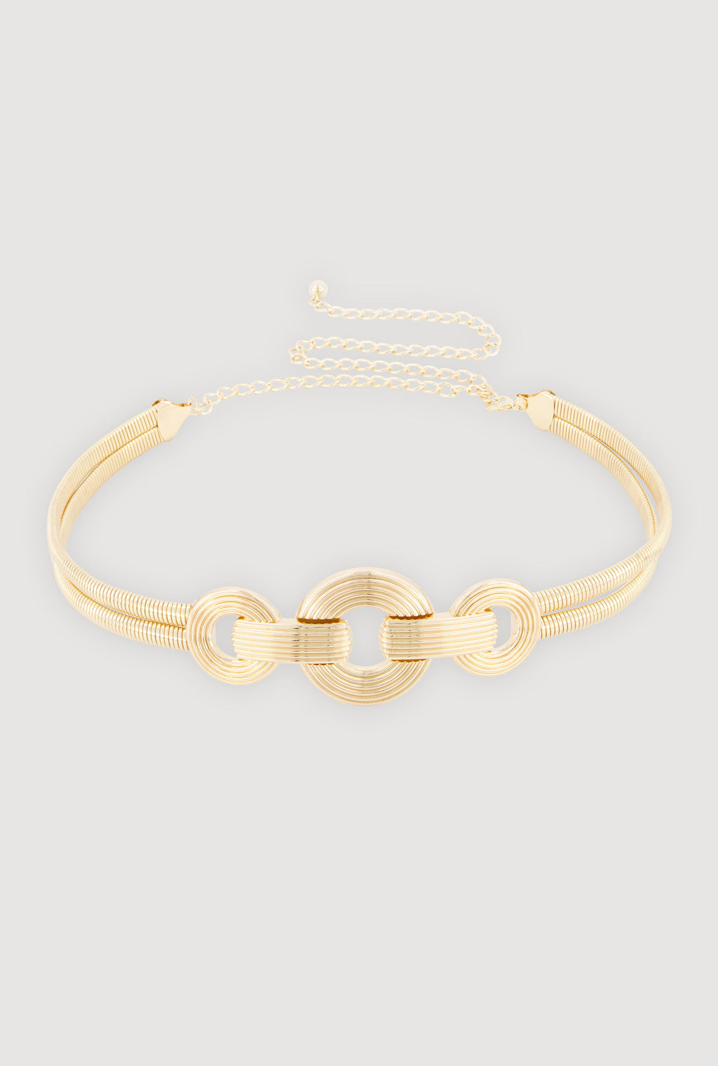 Metallic Triple Ring Snake Chain Belt