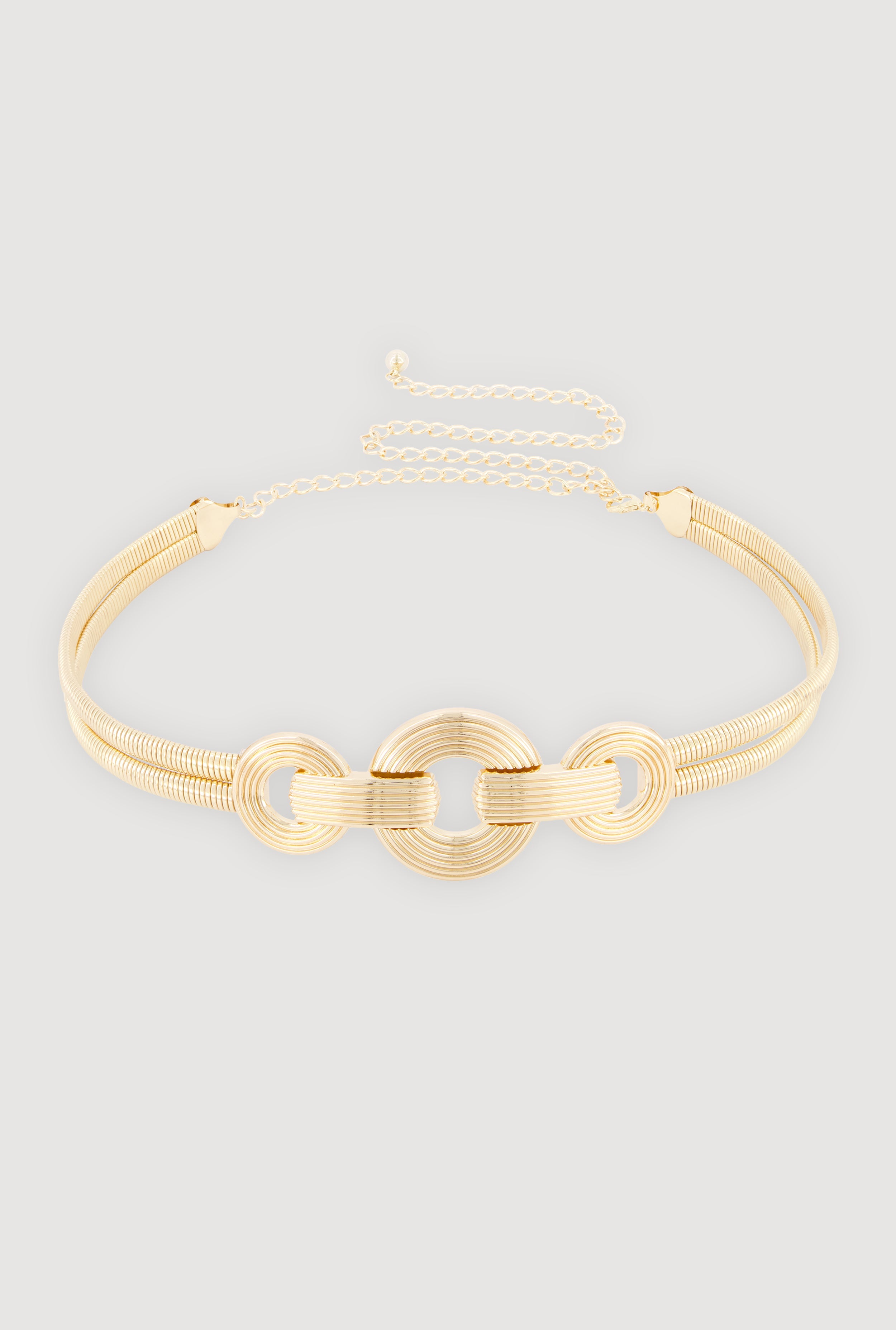 Metallic Triple Ring Snake Chain Belt