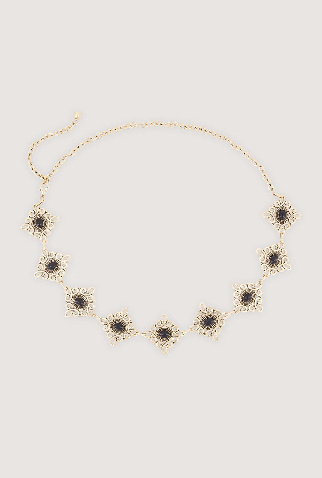 Metallic Geometric Brooch Chain Belt