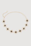 Metallic Geometric Brooch Chain Belt