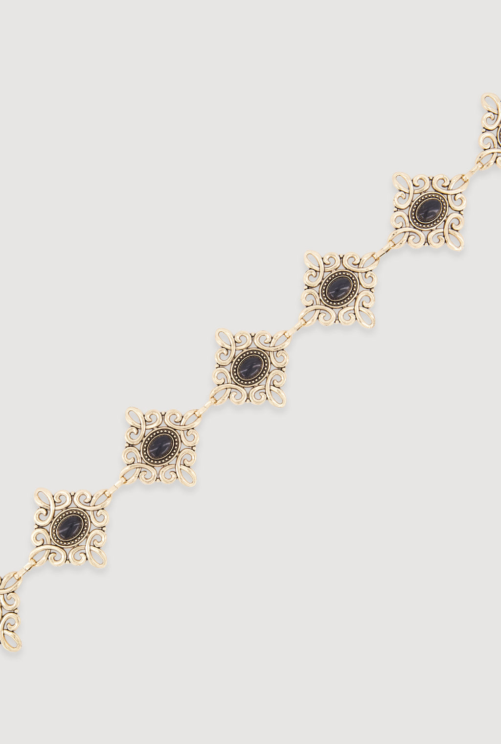 Metallic Geometric Brooch Chain Belt