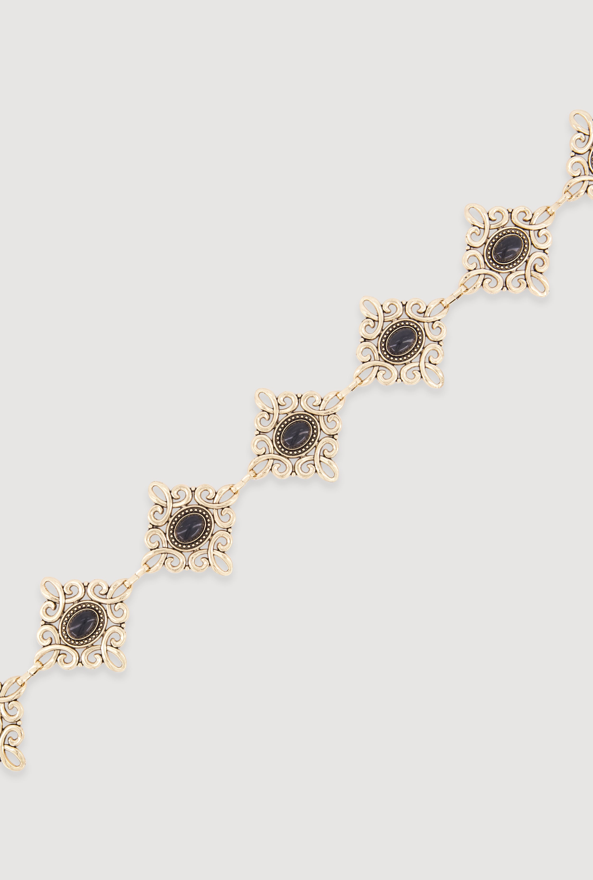 Metallic Geometric Brooch Chain Belt