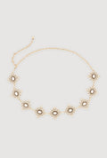 Metallic Geometric Brooch Chain Belt