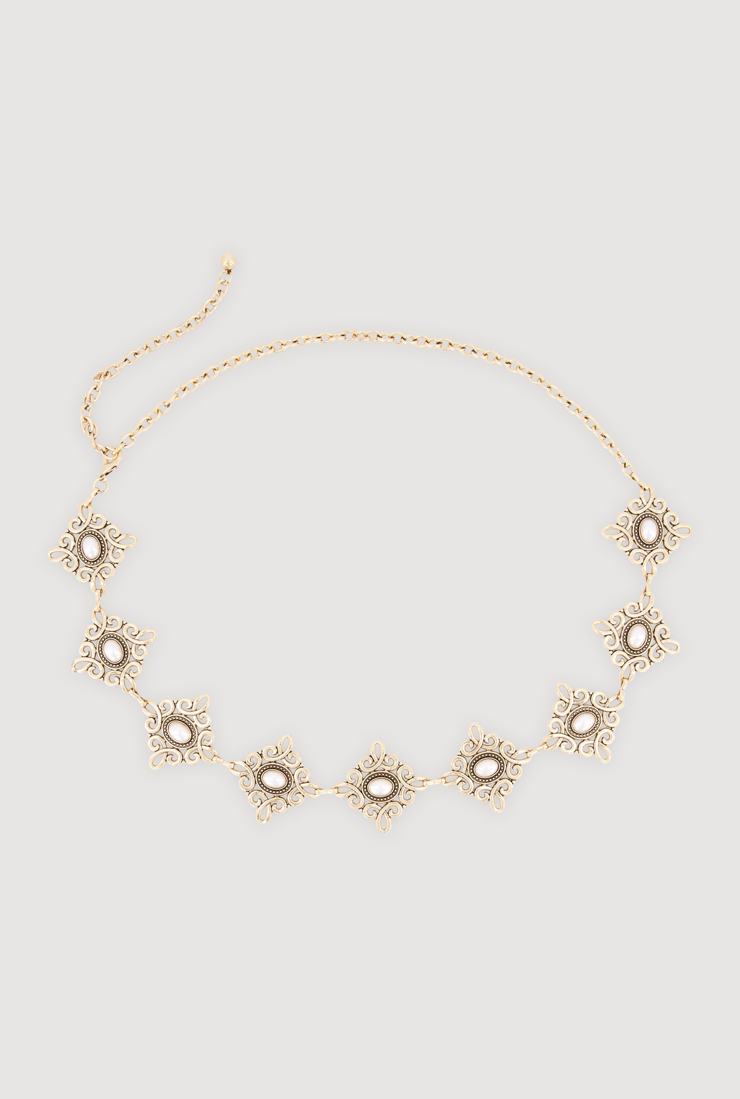 Metallic Geometric Brooch Chain Belt