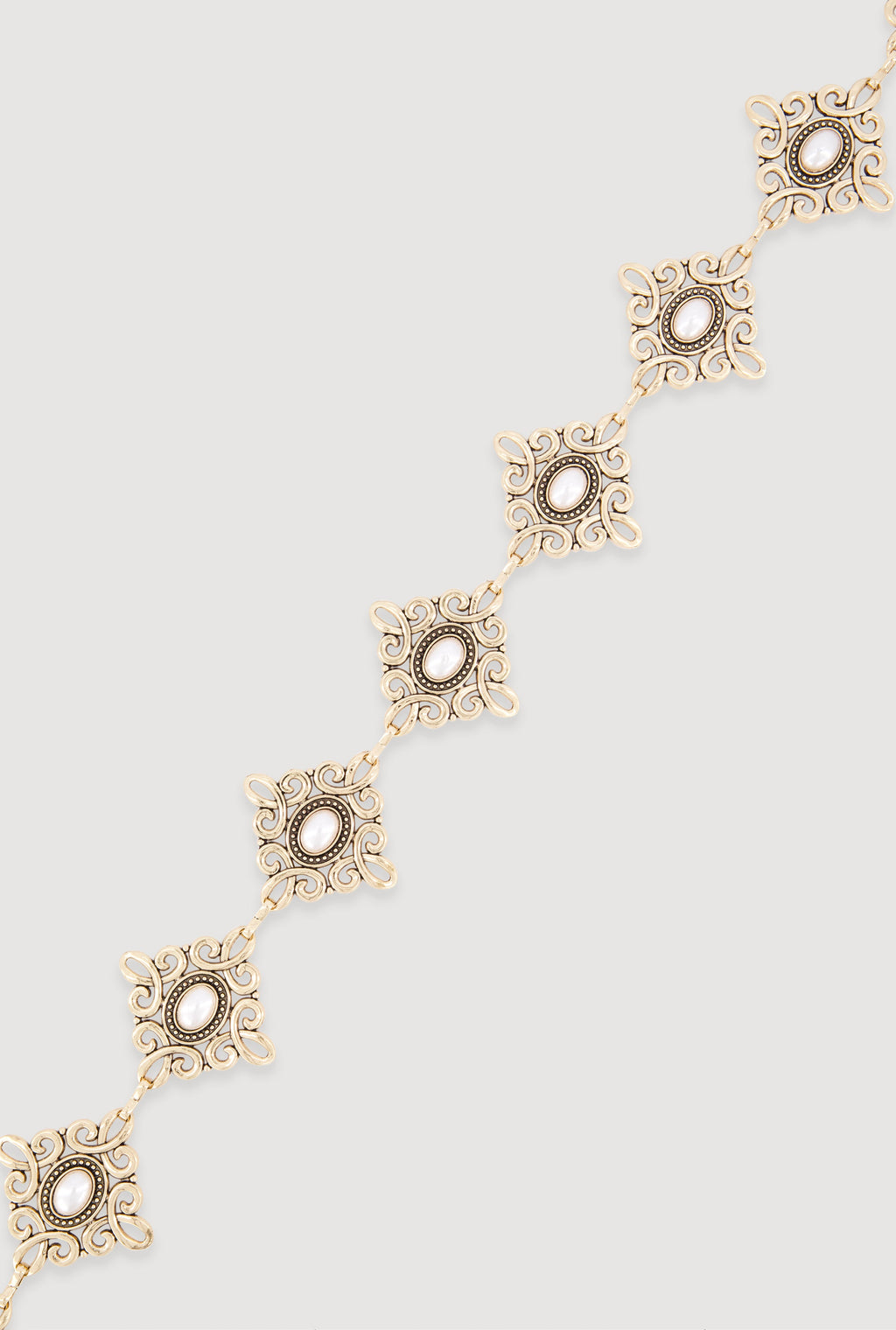 Metallic Geometric Brooch Chain Belt