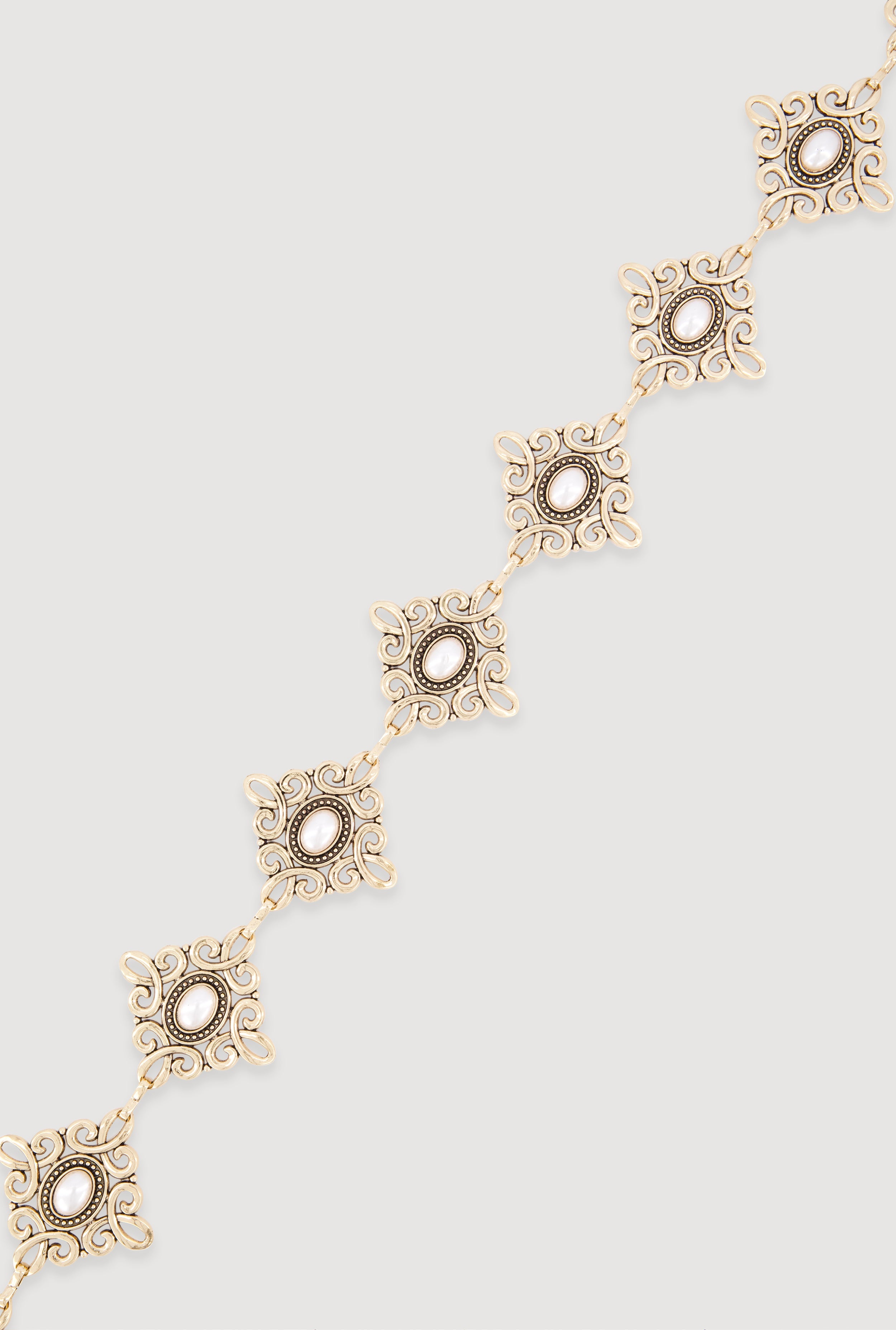 Metallic Geometric Brooch Chain Belt