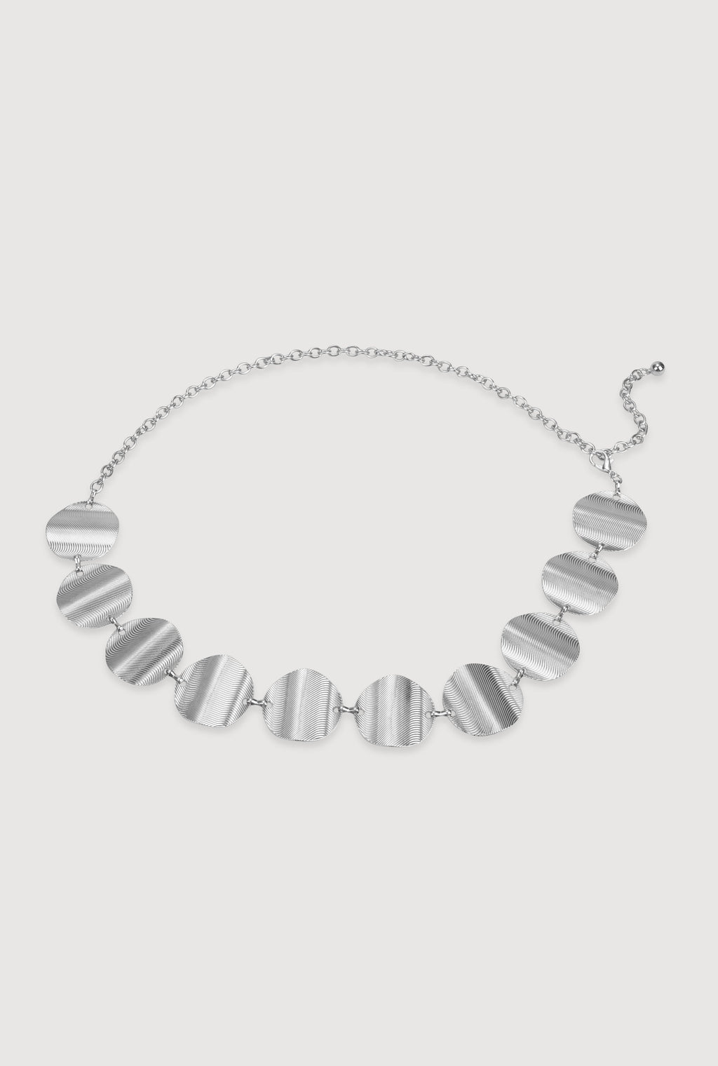 Metallic Wavy Textured Oval Chain Belt