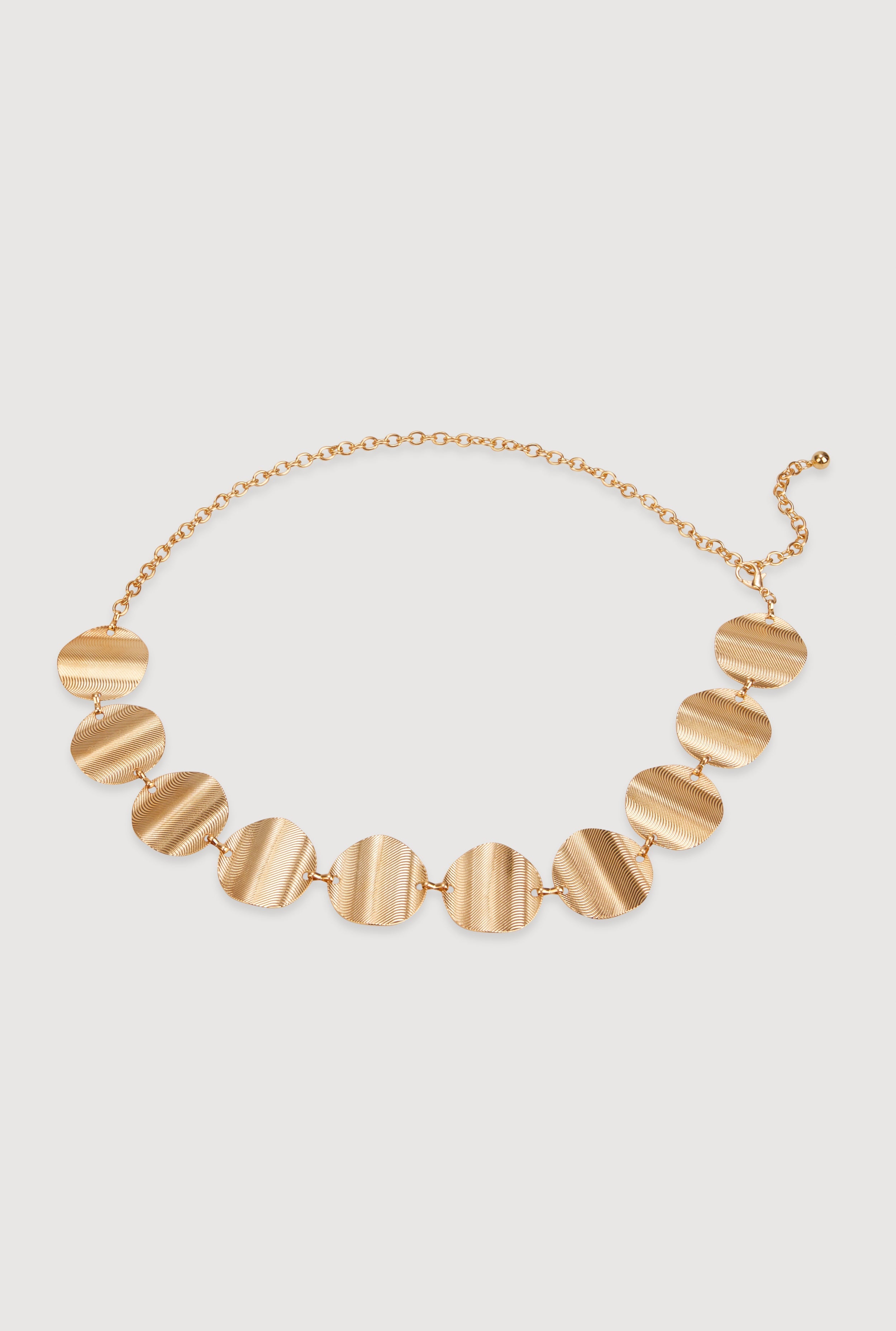 Metallic Wavy Textured Oval Chain Belt