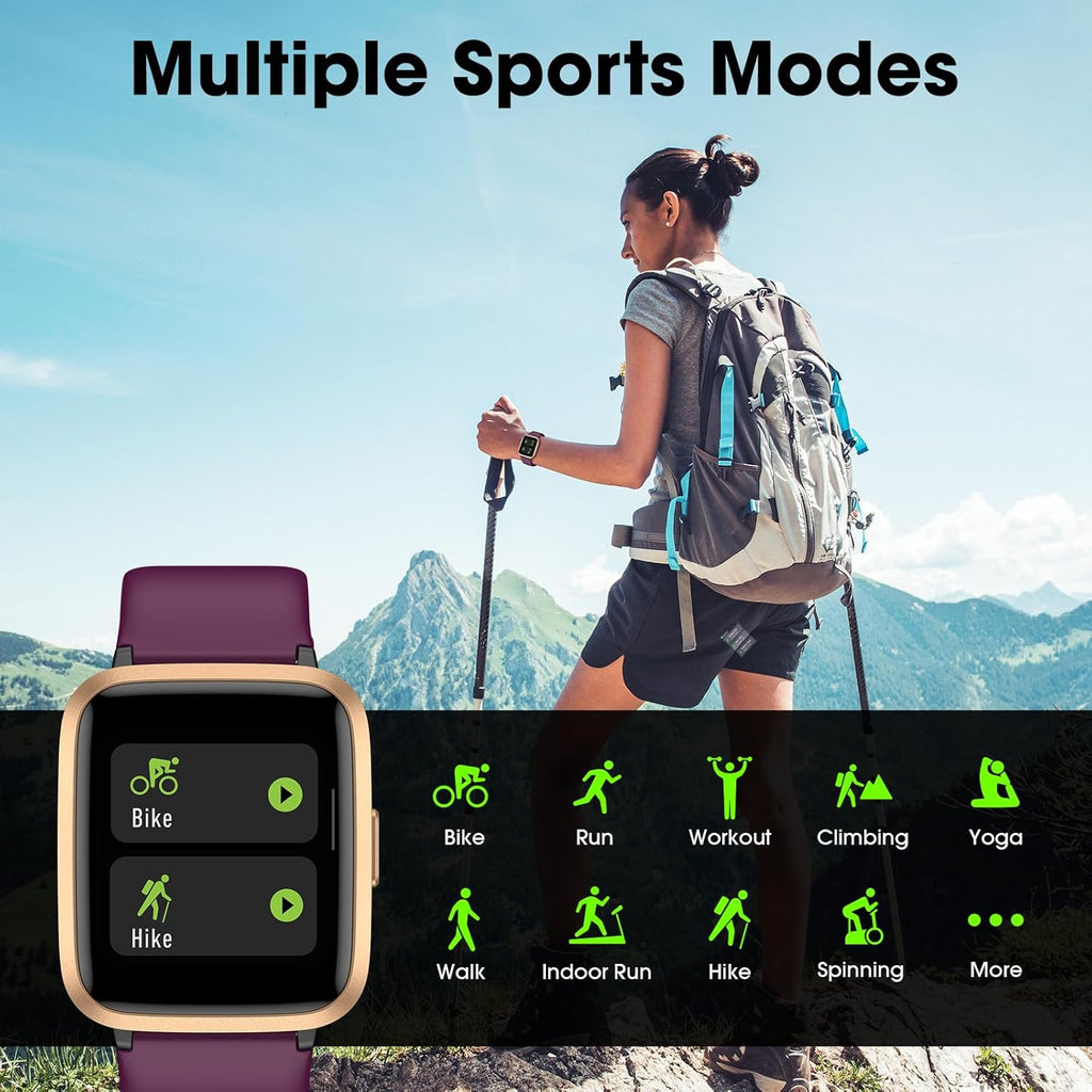 Smart Watch, Fitness Tracker with Touchscreen, Heart Rate Monitor, Blood Oxygen, Sleep Tracking Fitness Watch 5ATM Waterproof Smartwatch for Women Men Pedometer Step Calories for Android iOS