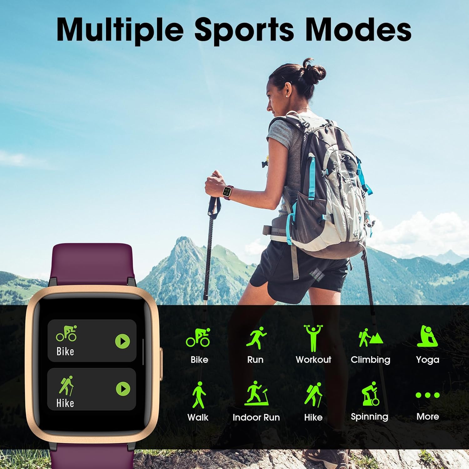 Smart Watch, Fitness Tracker with Touchscreen, Heart Rate Monitor, Blood Oxygen, Sleep Tracking Fitness Watch 5ATM Waterproof Smartwatch for Women Men Pedometer Step Calories for Android iOS