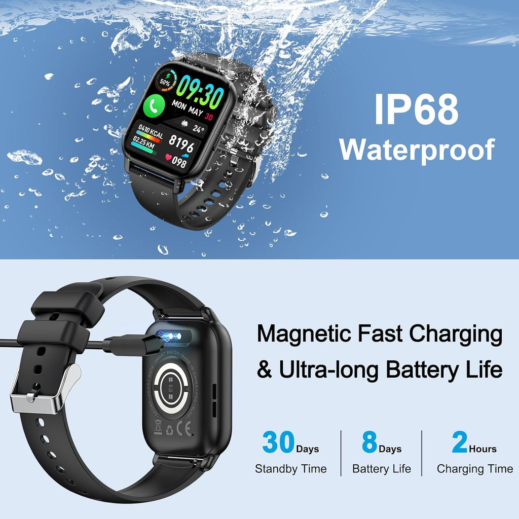 Smart Watch for Men/Women with Bluetooth Call/Message Reminder, 1.85" HD Fitness Watch with 112+ Sport Mode, Activity Tracker Heart Rate/Sleep/Spo2/Steps/Calories Monitor, Smartwatch for Android/iOS