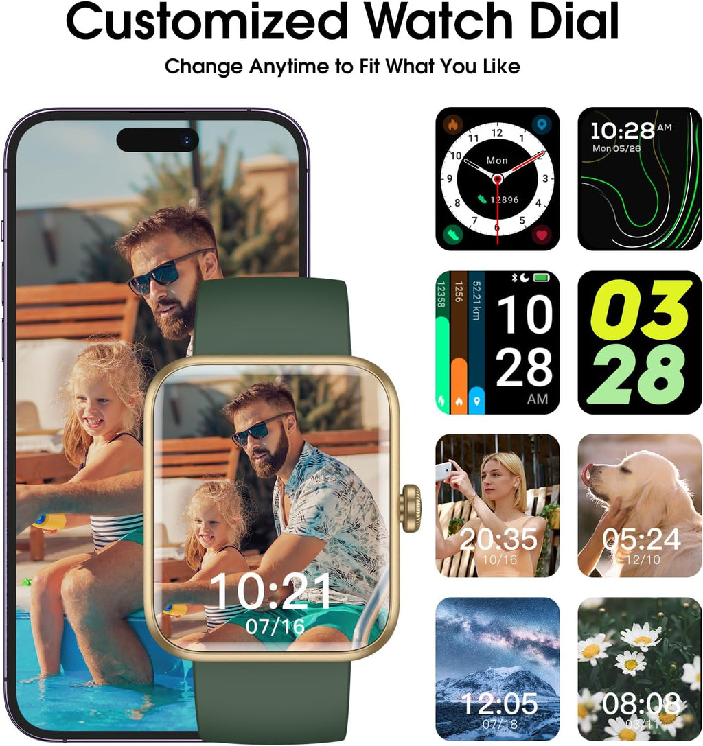 Smart Watch, Fitness Tracker with Touchscreen, Heart Rate Monitor, Blood Oxygen, Sleep Tracking Fitness Watch 5ATM Waterproof Smartwatch for Women Men Pedometer Step Calories for Android iOS