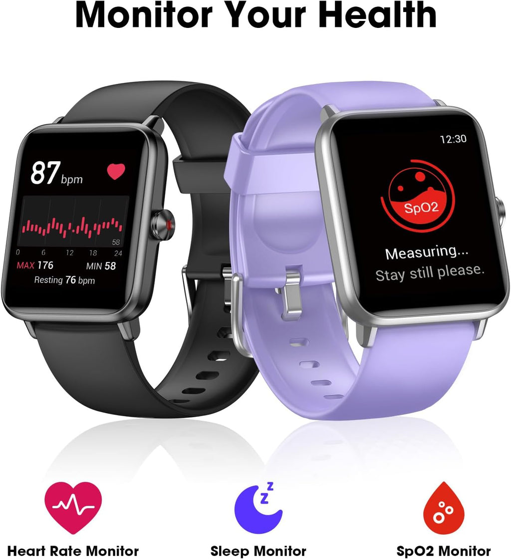 Smart Watch, Fitness Tracker with Touchscreen, Heart Rate Monitor, Blood Oxygen, Sleep Tracking Fitness Watch 5ATM Waterproof Smartwatch for Women Men Pedometer Step Calories for Android iOS