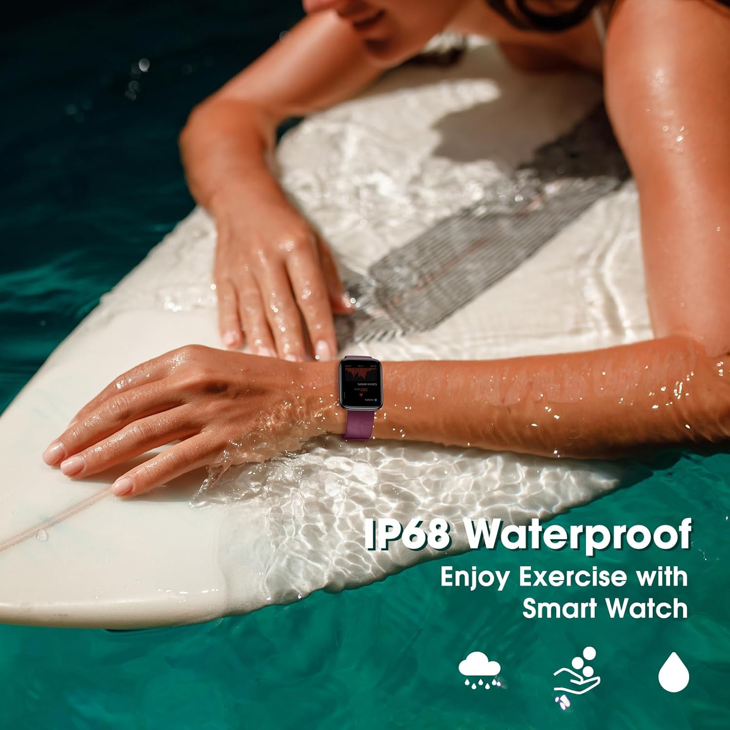 Smart Watch, Fitness Tracker with Touchscreen, Heart Rate Monitor, Blood Oxygen, Sleep Tracking Fitness Watch 5ATM Waterproof Smartwatch for Women Men Pedometer Step Calories for Android iOS