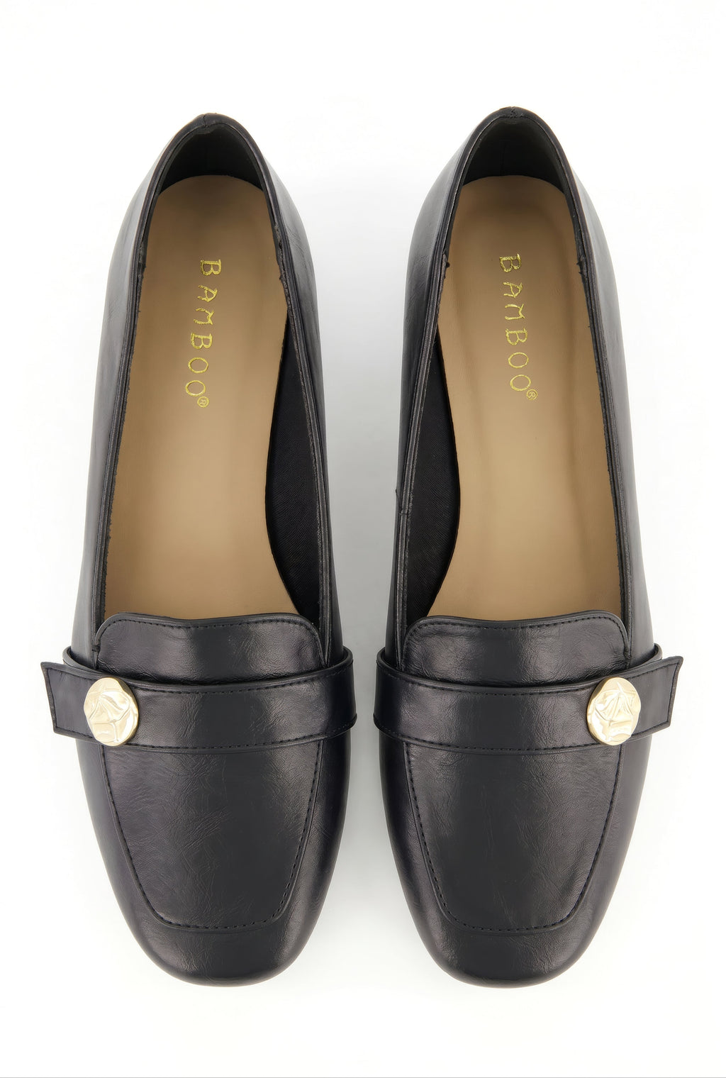Metallic Detail Almond Toe Loafers