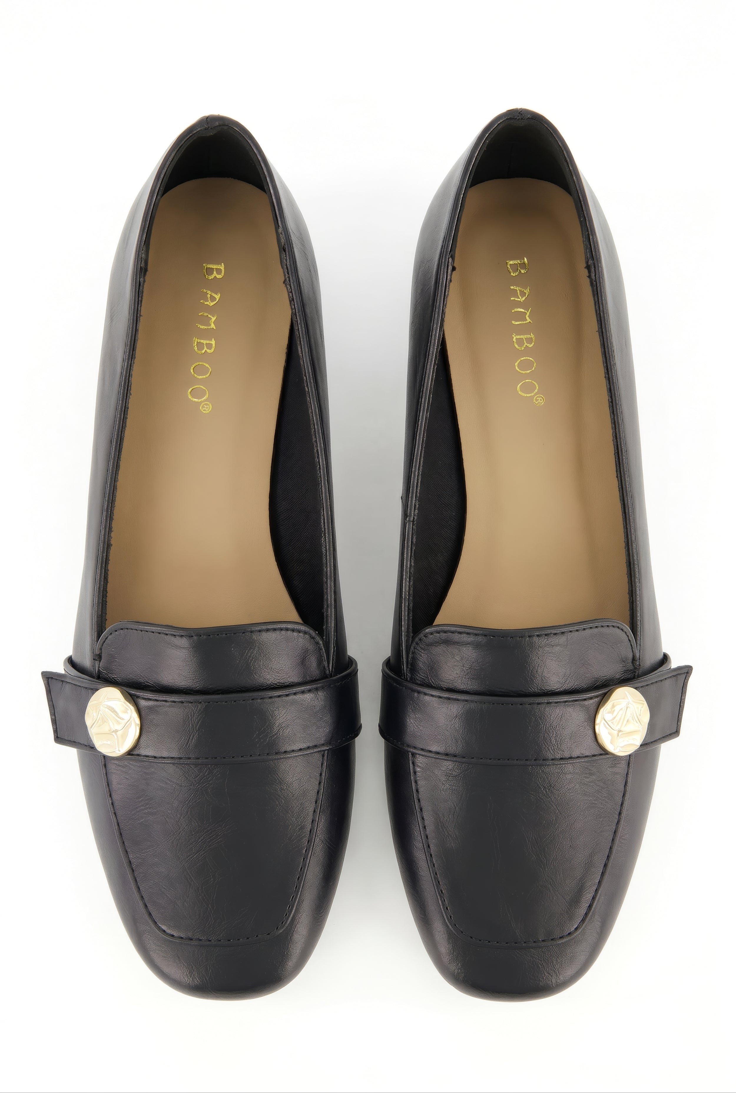 Metallic Detail Almond Toe Loafers