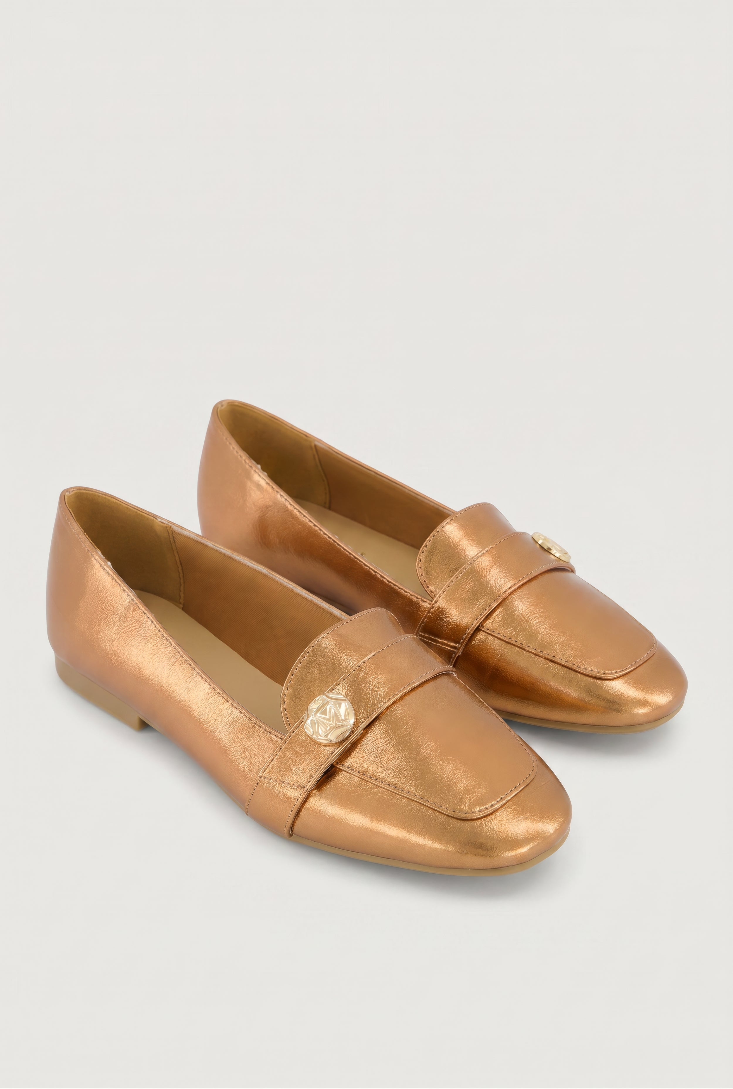 Metallic Detail Almond Toe Loafers