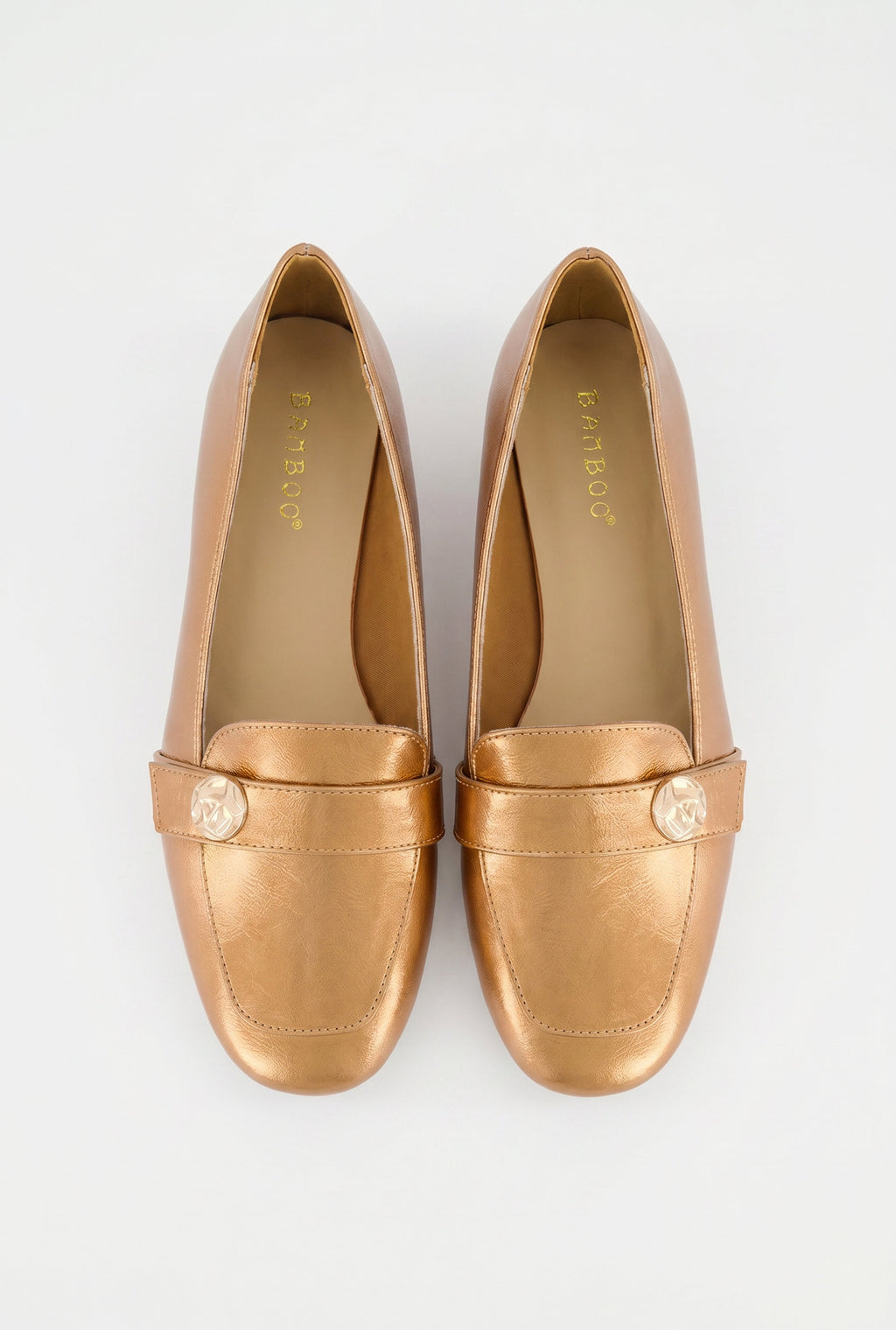 Metallic Detail Almond Toe Loafers