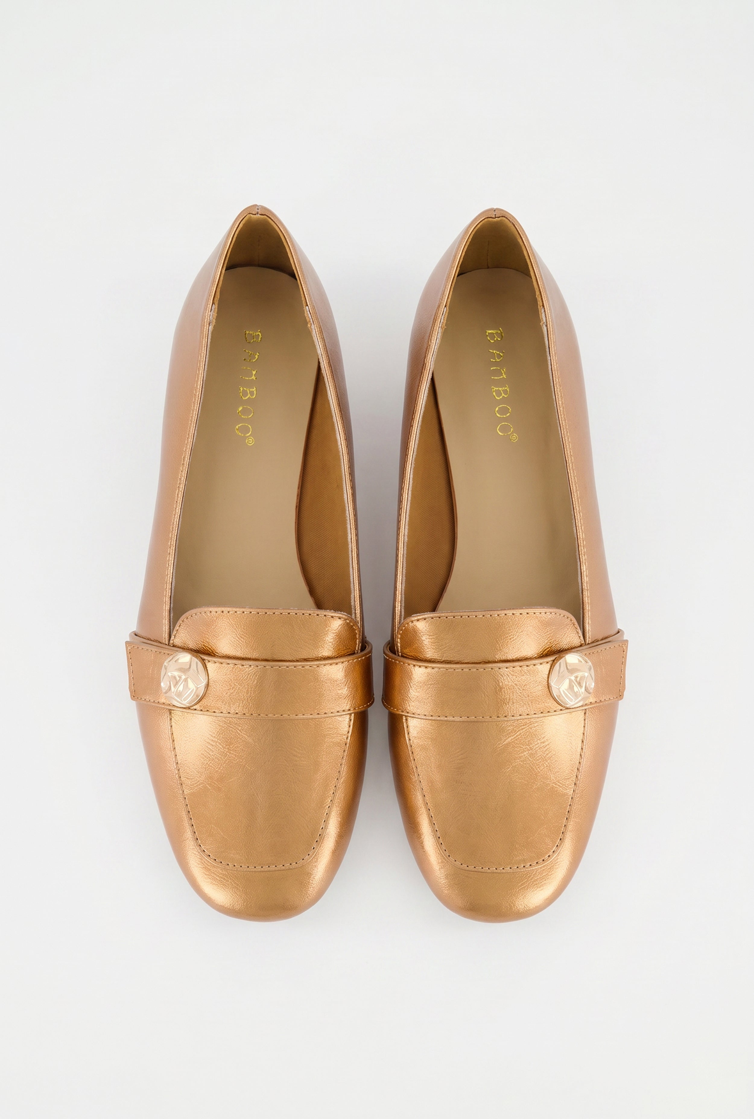 Metallic Detail Almond Toe Loafers