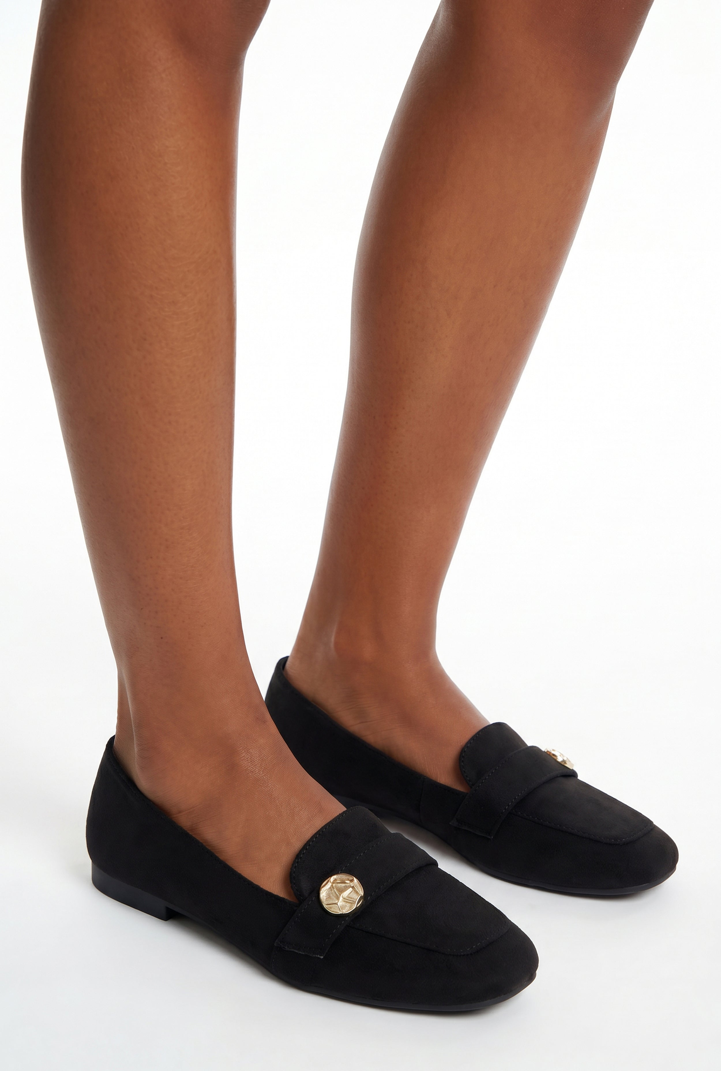 Metallic Detail Almond Toe Loafers