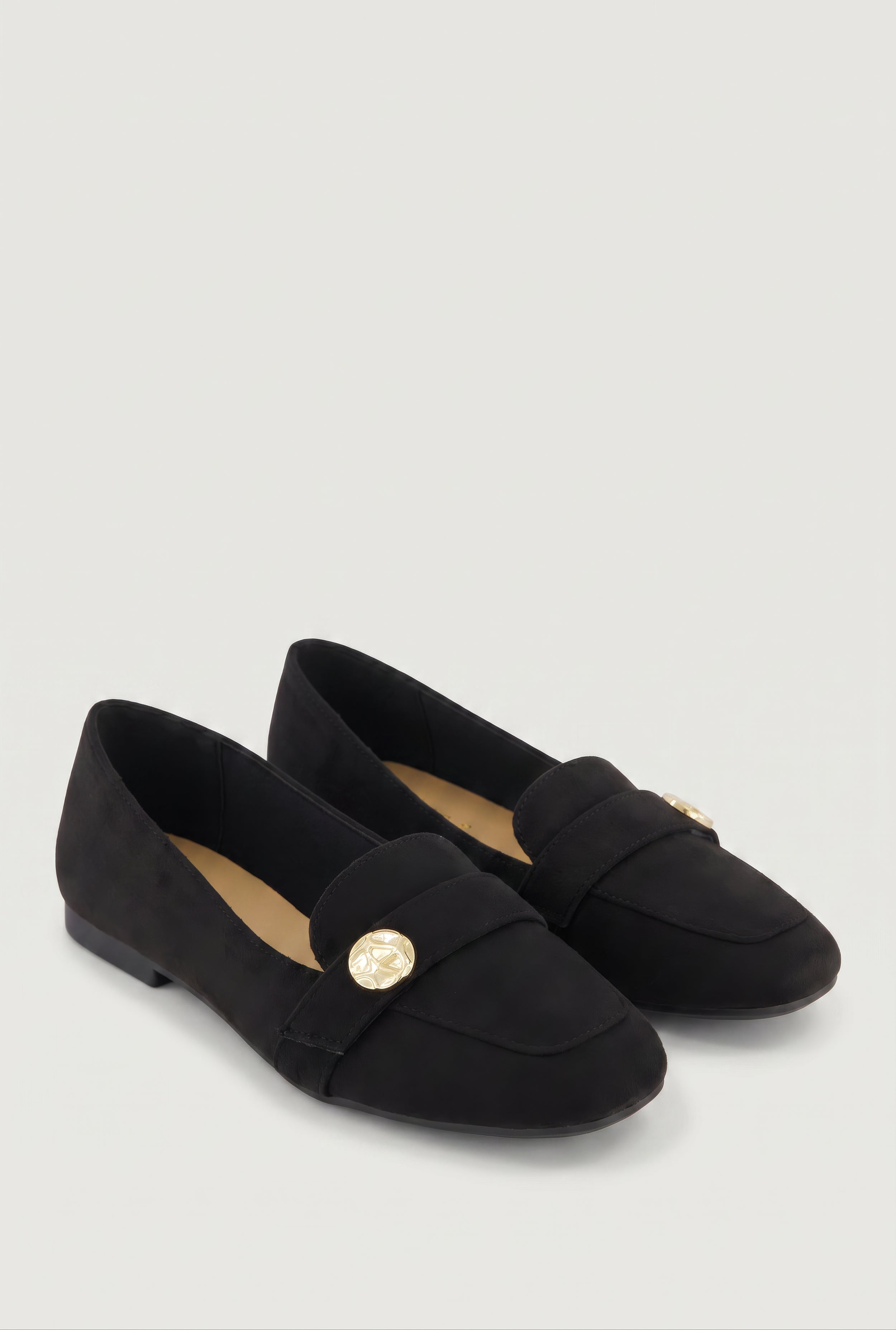 Metallic Detail Almond Toe Loafers