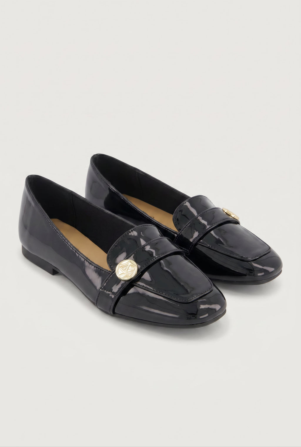 Metallic Detail Almond Toe Loafers