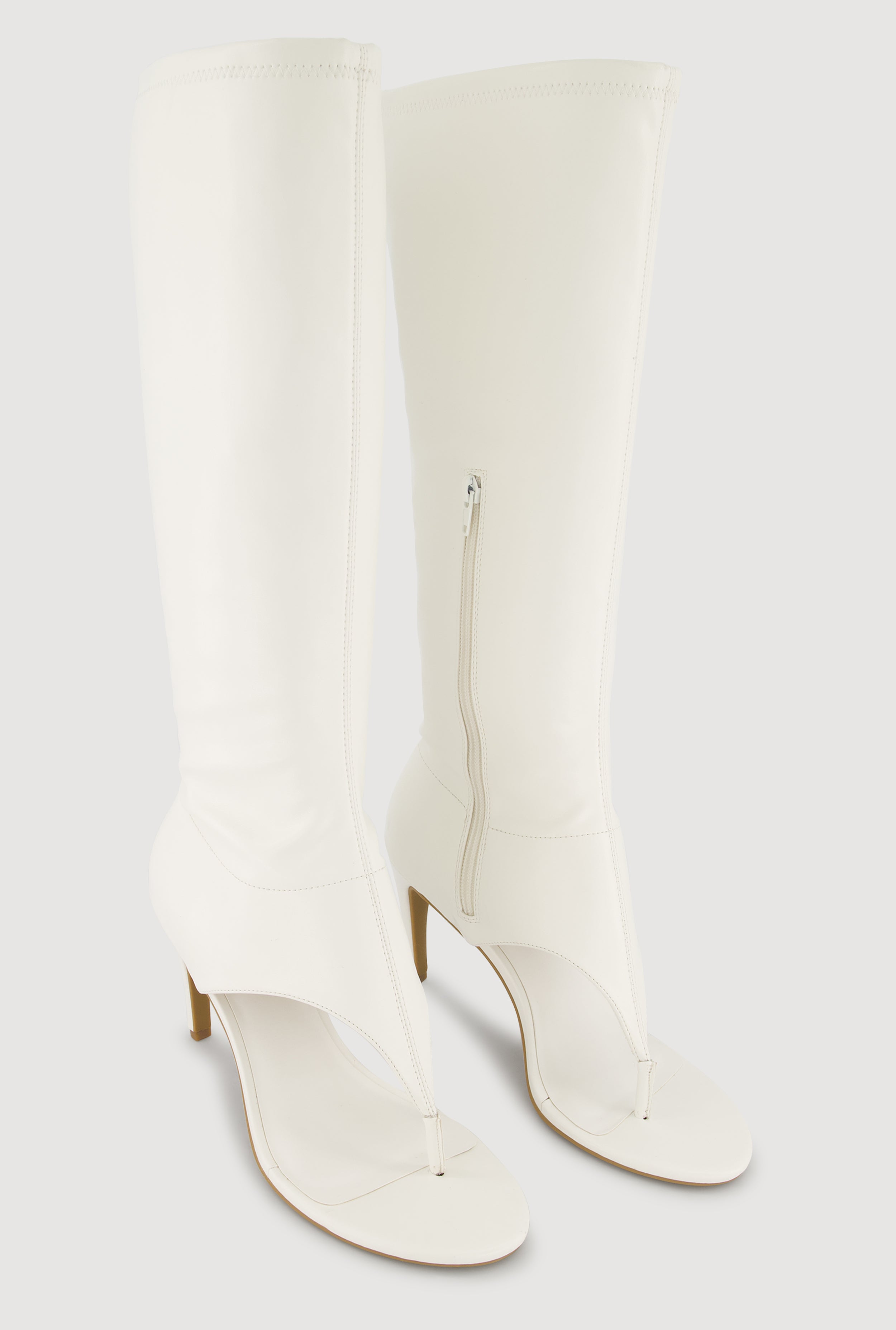 Open Toe Thong Knee High Heels