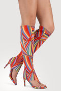 Open Toe Thong Knee High Heels