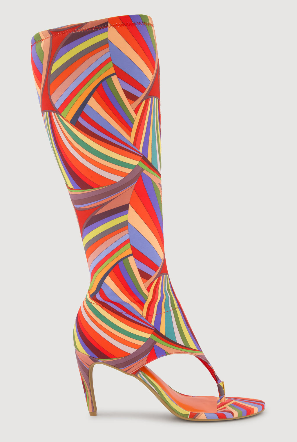 Open Toe Thong Knee High Heels