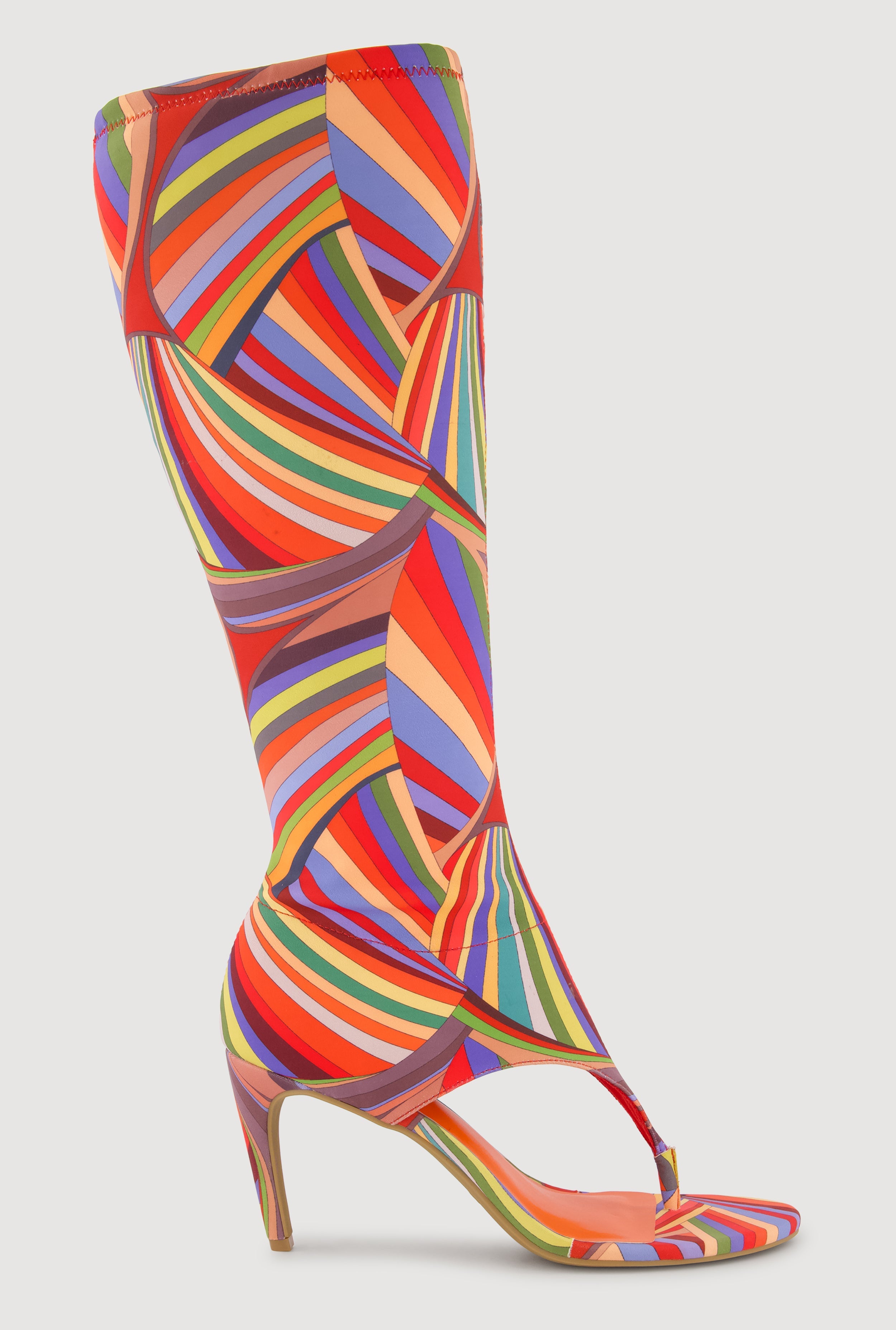Open Toe Thong Knee High Heels