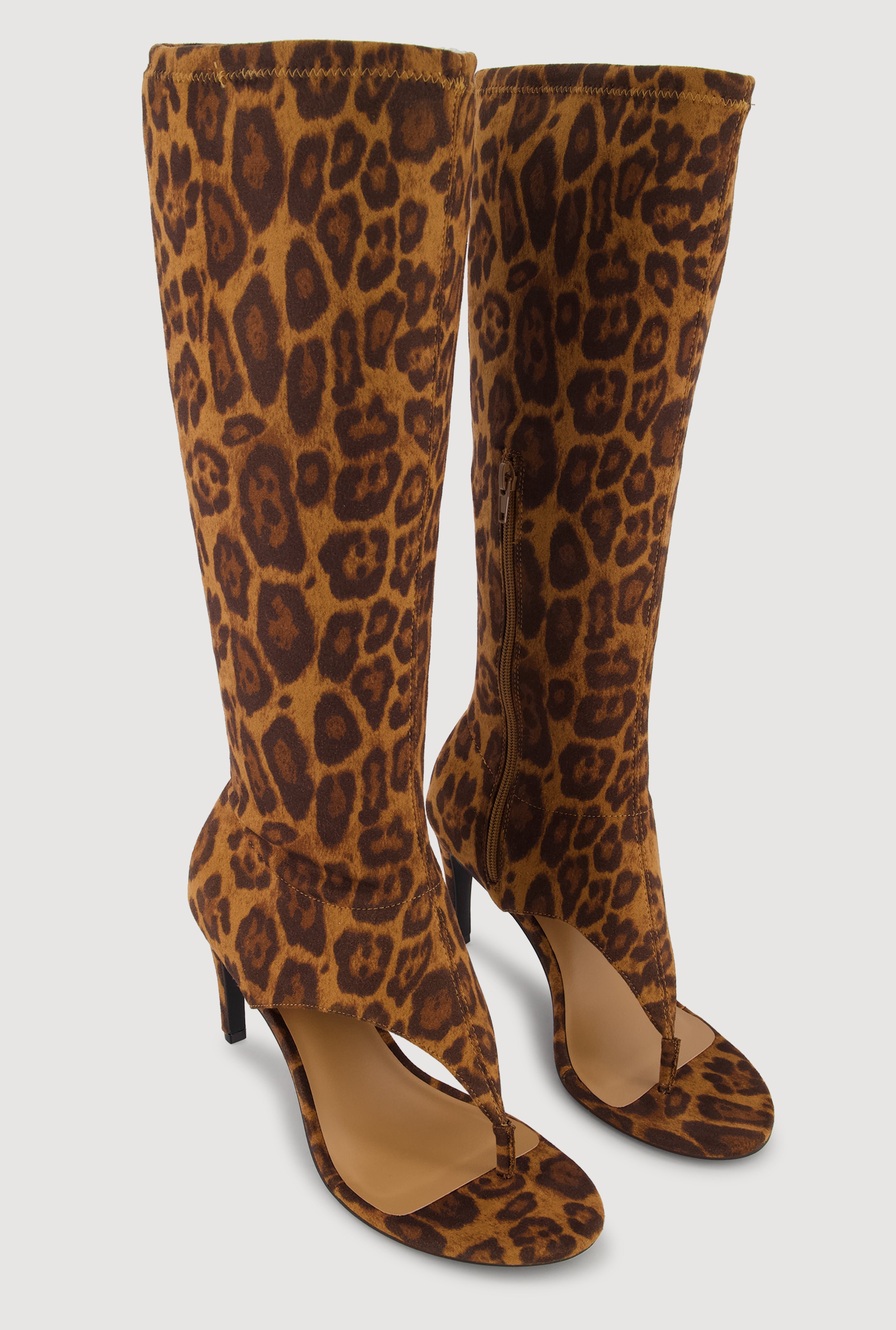 Open Toe Thong Knee High Heels