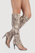 Open Toe Thong Knee High Heels