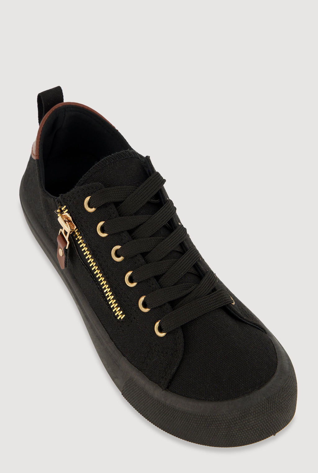 Zipper Detail Lace Up Sneakers