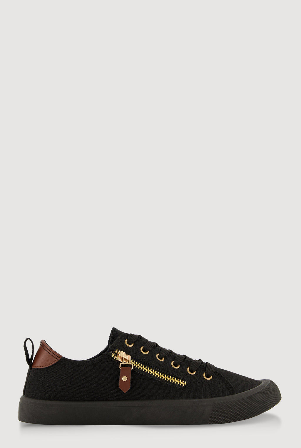 Zipper Detail Lace Up Sneakers