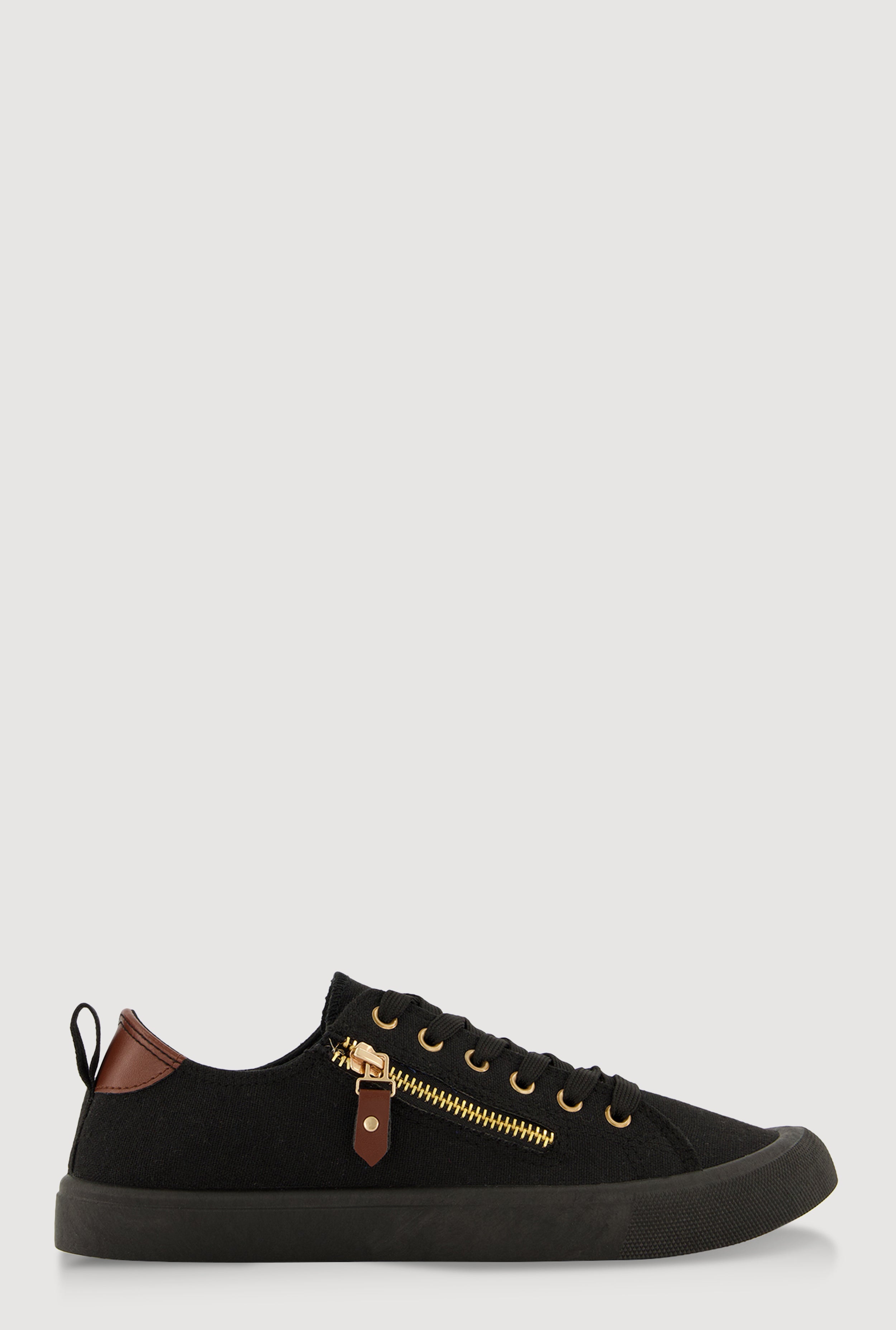 Zipper Detail Lace Up Sneakers
