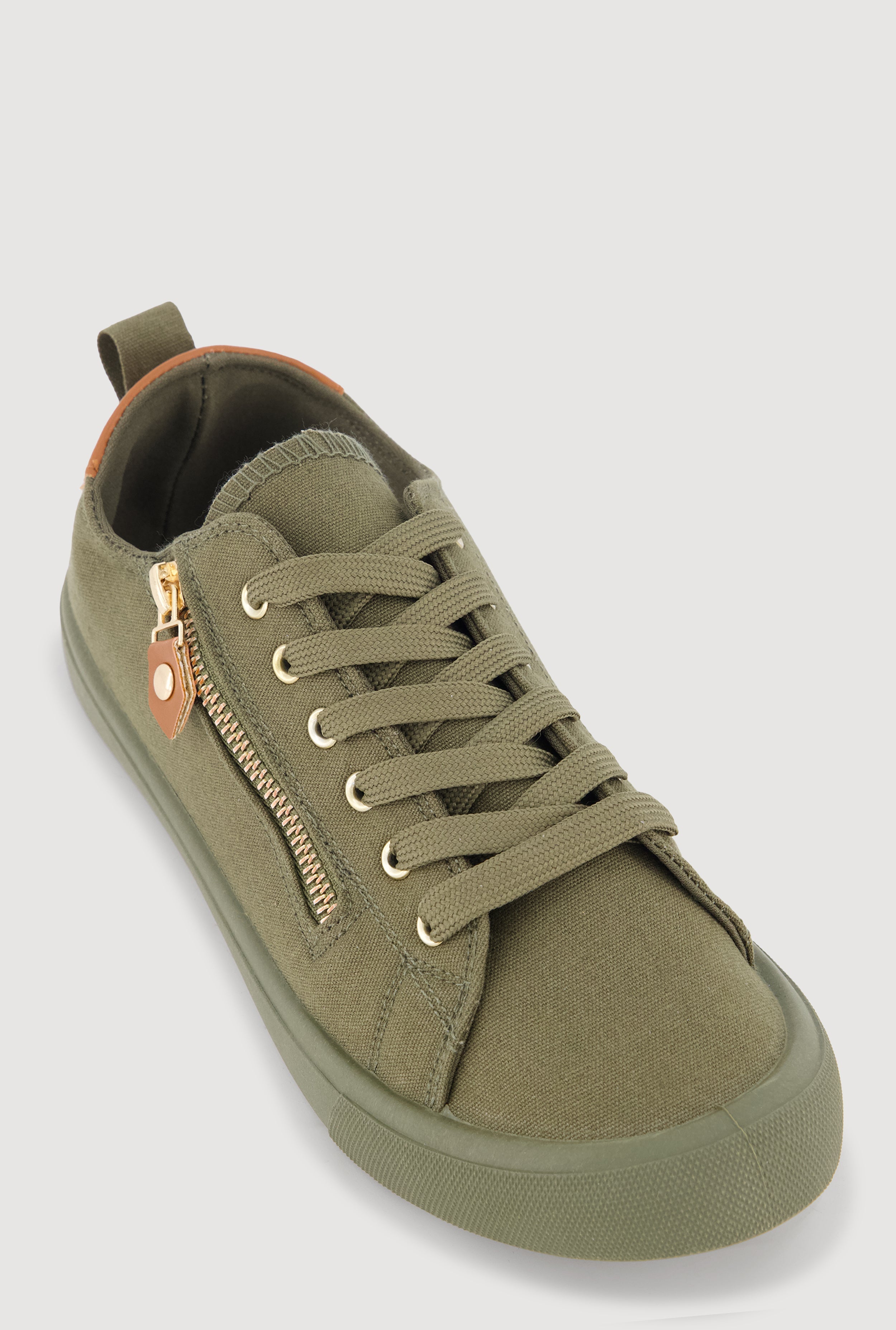 Zipper Detail Lace Up Sneakers