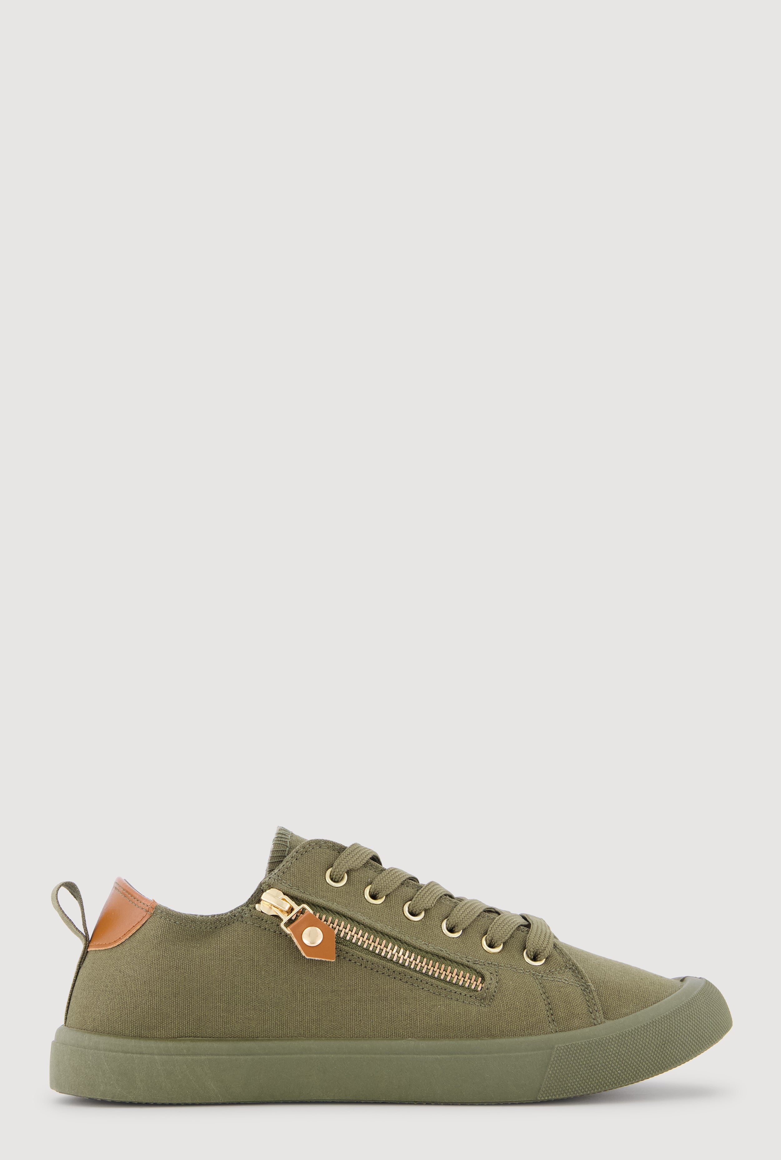 Zipper Detail Lace Up Sneakers