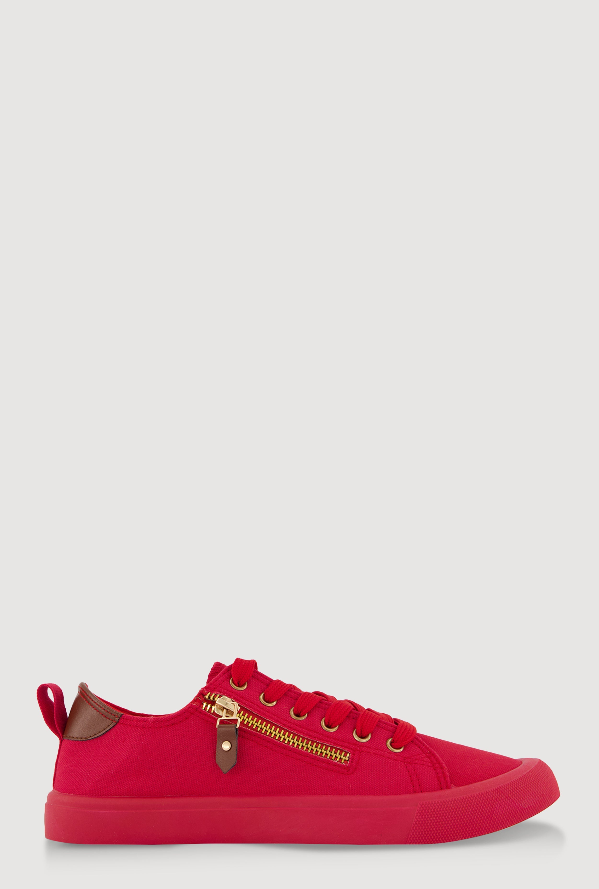 Zipper Detail Lace Up Sneakers