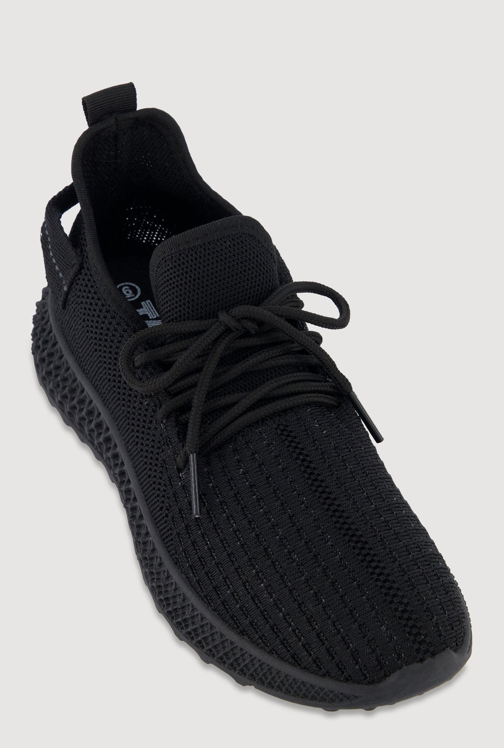 Solid Textured Knit Lace Up Low Top Sneakers