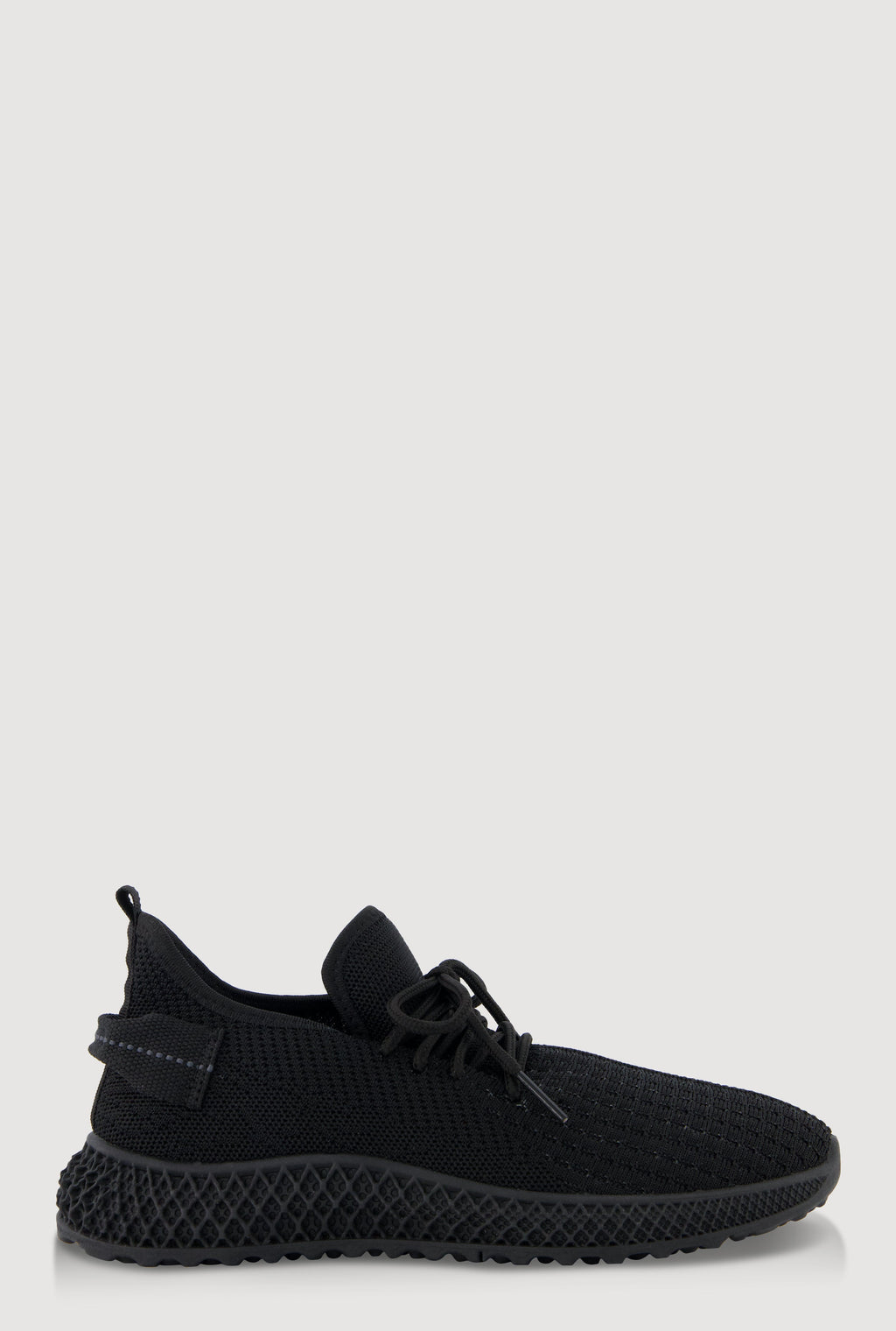 Solid Textured Knit Lace Up Low Top Sneakers