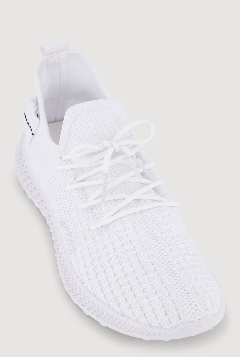 Solid Textured Knit Lace Up Low Top Sneakers