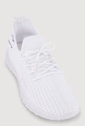 Solid Textured Knit Lace Up Low Top Sneakers