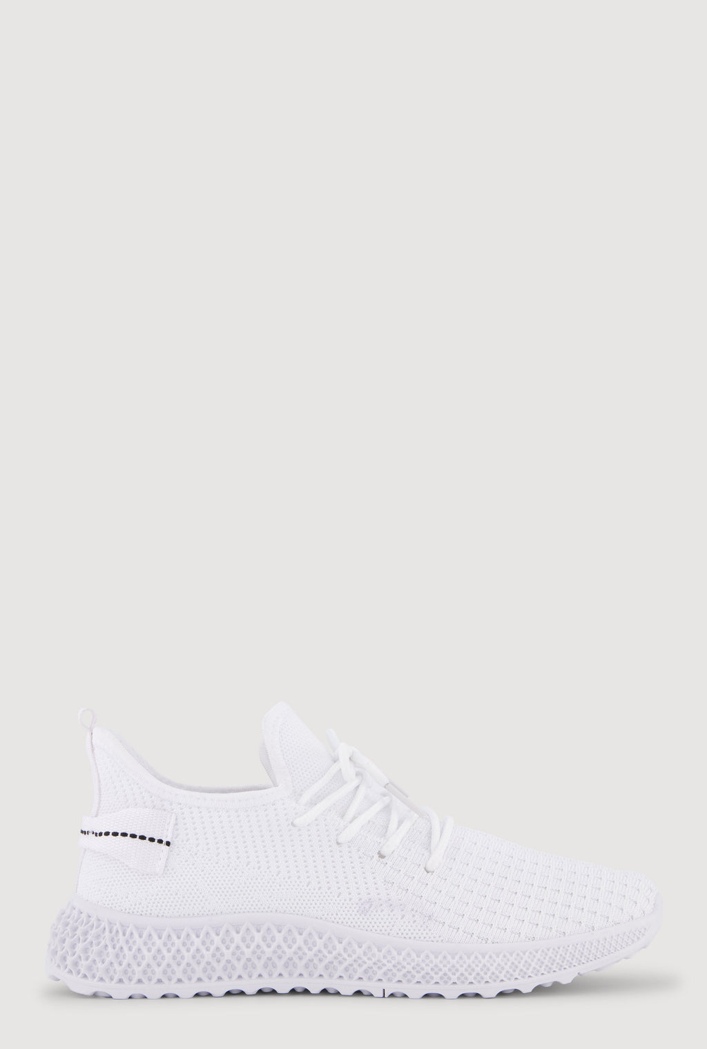 Solid Textured Knit Lace Up Low Top Sneakers