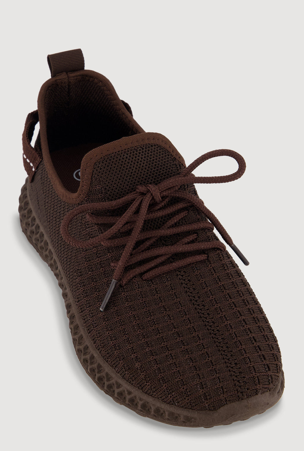 Solid Textured Knit Lace Up Low Top Sneakers