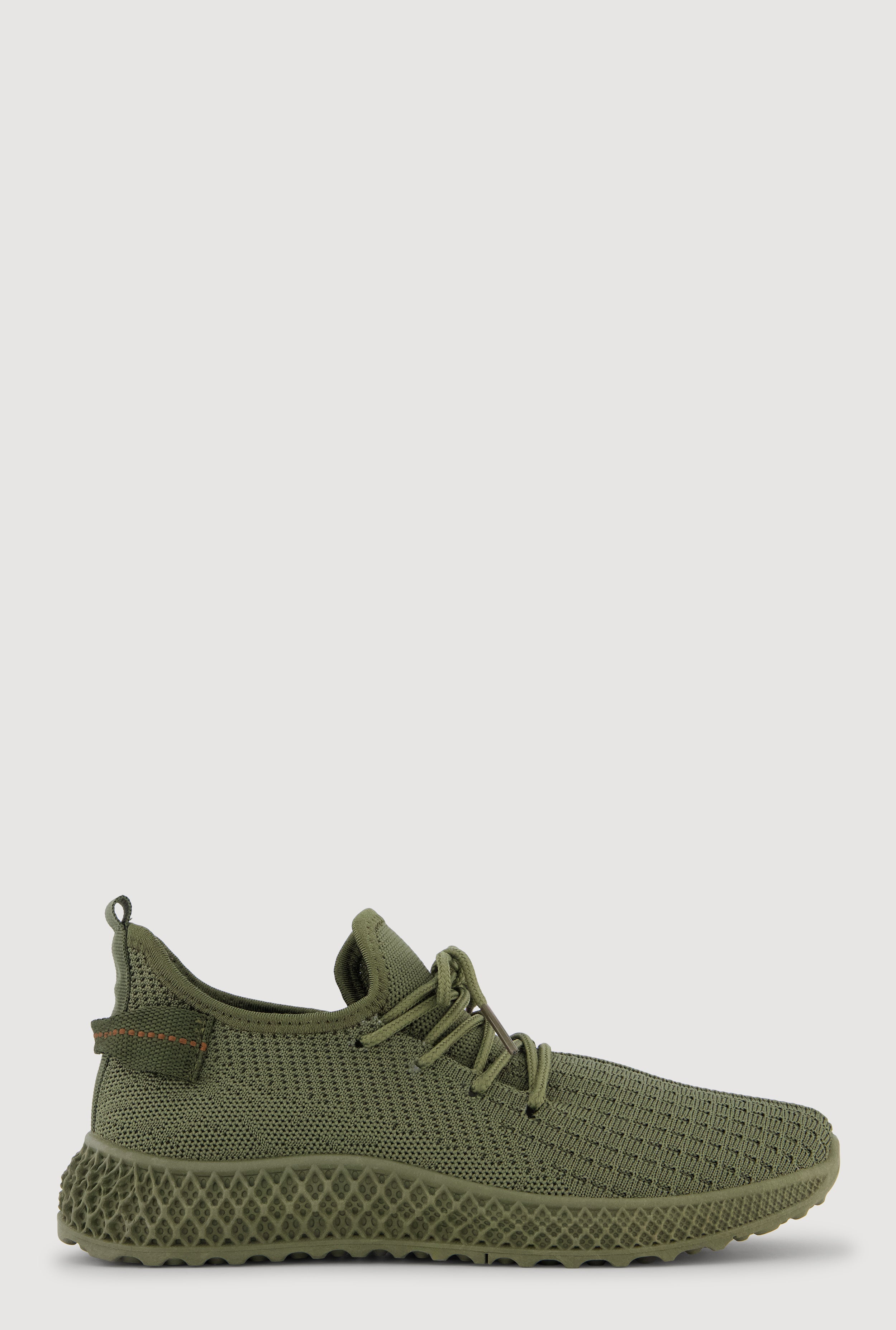 Solid Textured Knit Lace Up Low Top Sneakers