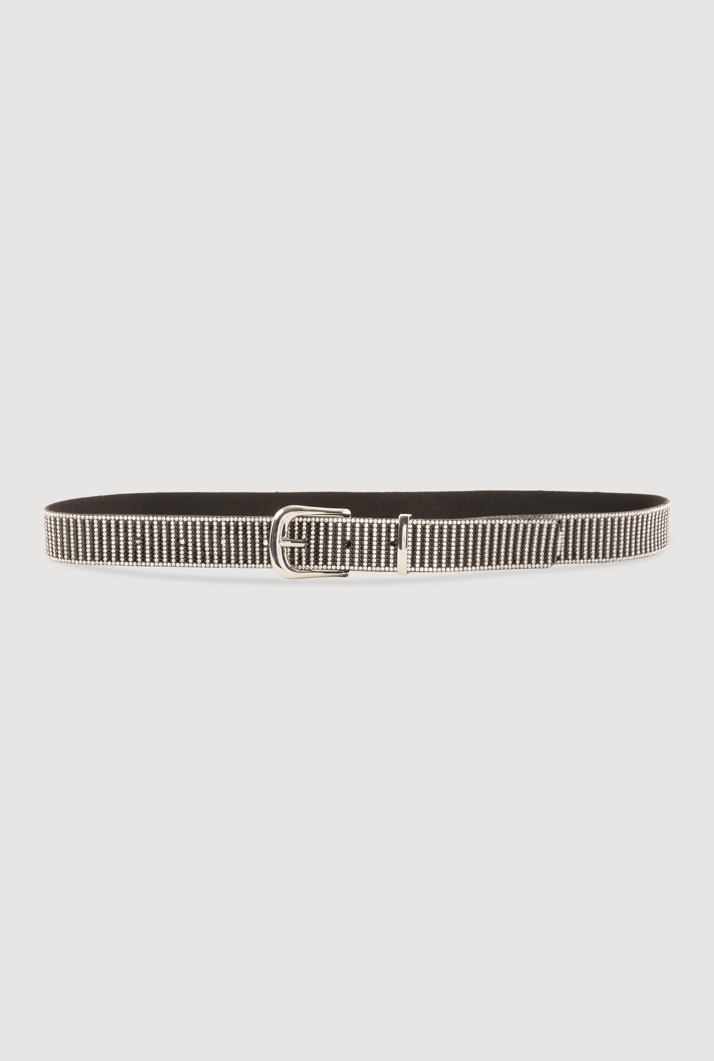 Striped Rhinestone Studded Belt